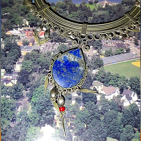 Handmade Jewelry - Antique Lapis Stone Silver Necklace Tribal